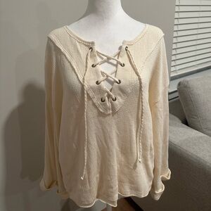 By Together Cream Textured Knit Top
